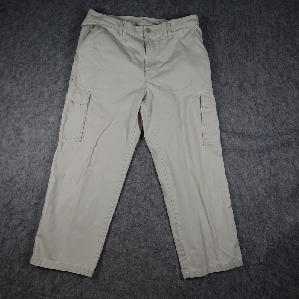 Ralph Lauren Polo Jeans Pants Women 14 Beige Cargo Cotton Straight Leg Khaki